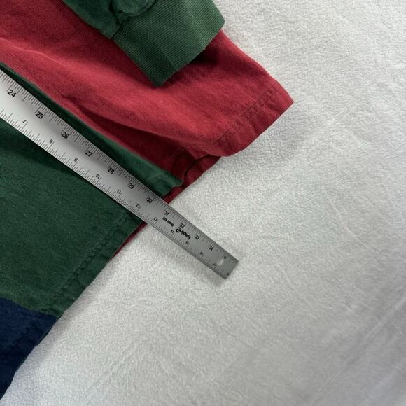 Vintage Woolrich Rugby Shirt mens Large Green Red Striped Thick Heavy Preppy 90s - Picture 4 of 9